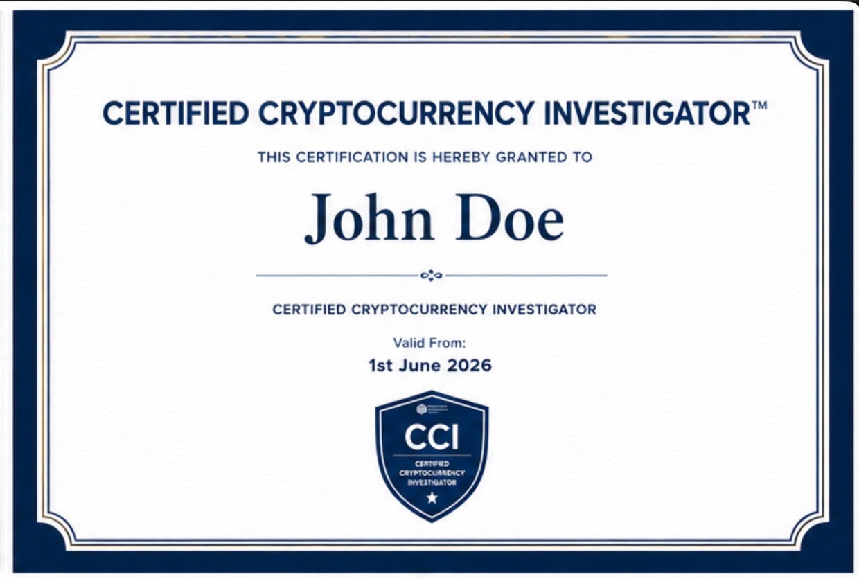 CCI Certificate — Certified Cryptocurrency Investigator
